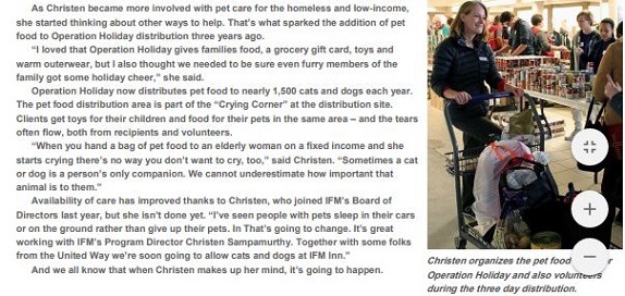 Interfaith Ministries - Christen Skaer’s commitment to pet care extends to homeless/low income community